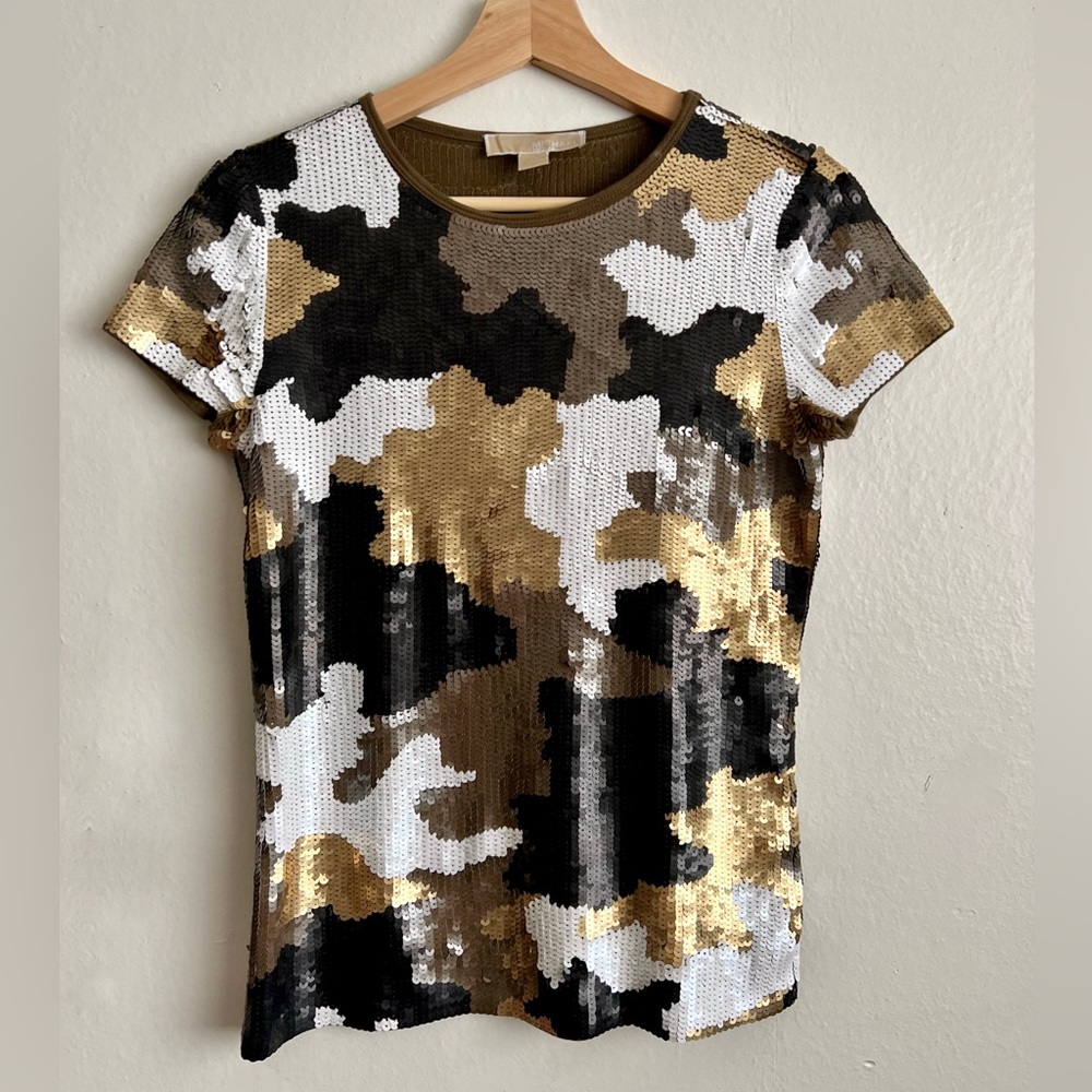 Michael Kors Sequin Camouflage Top